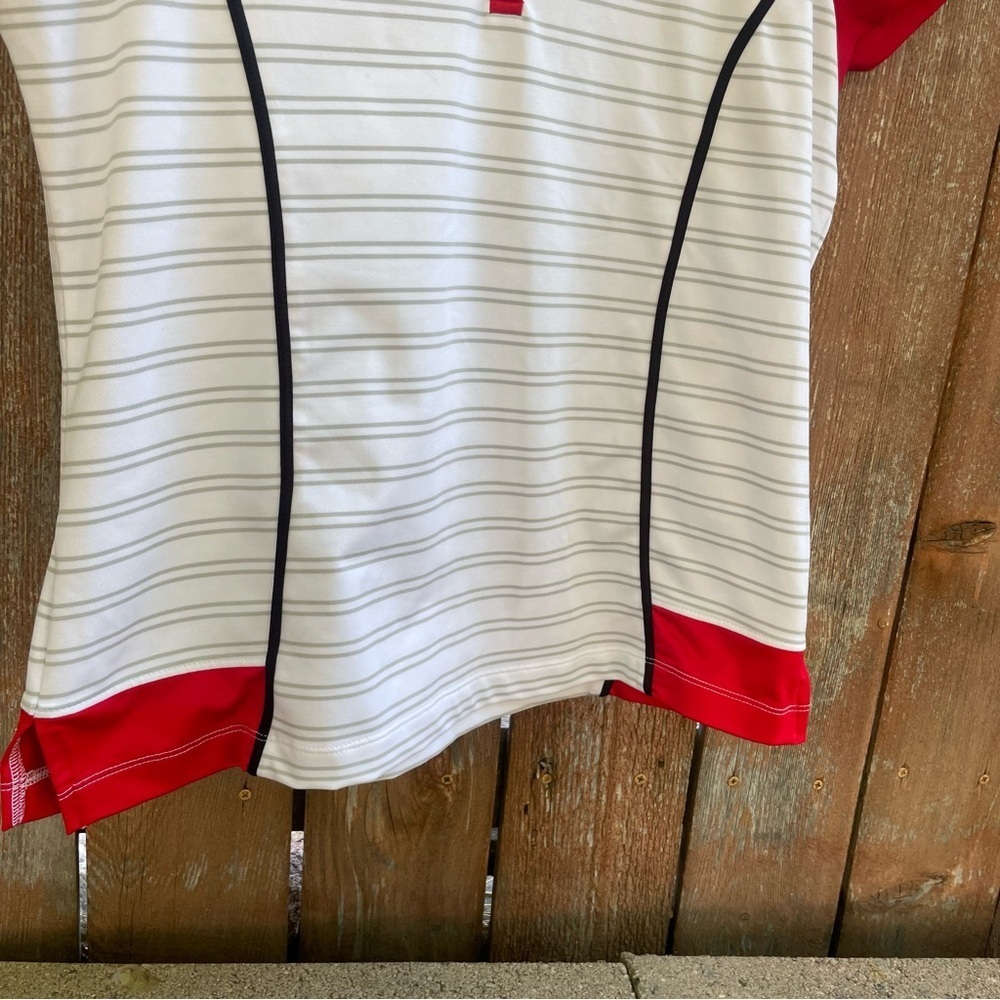 CHICOS ZENERGY GOLF Women’s Red White Striped Short Sleeve Polo Shirt Size 1X - Picture 6 of 11